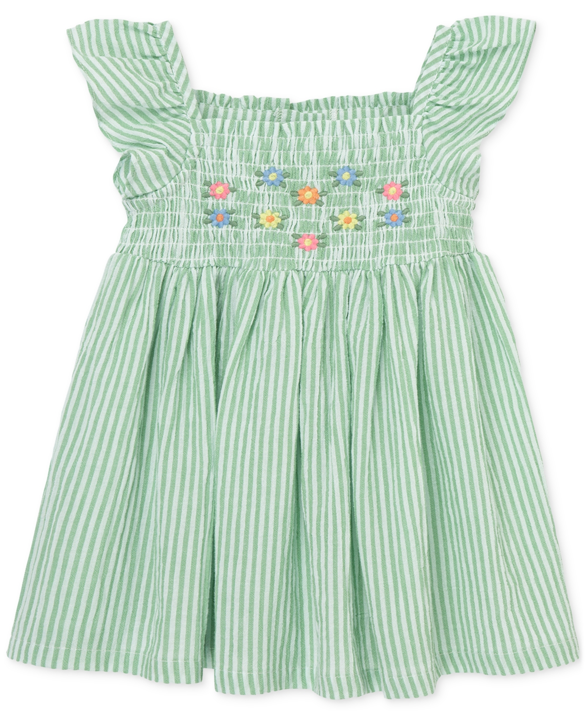 Little Me Baby Girls Cotton Embroidered Sundress & Diaper Cover, 2 Piece Set