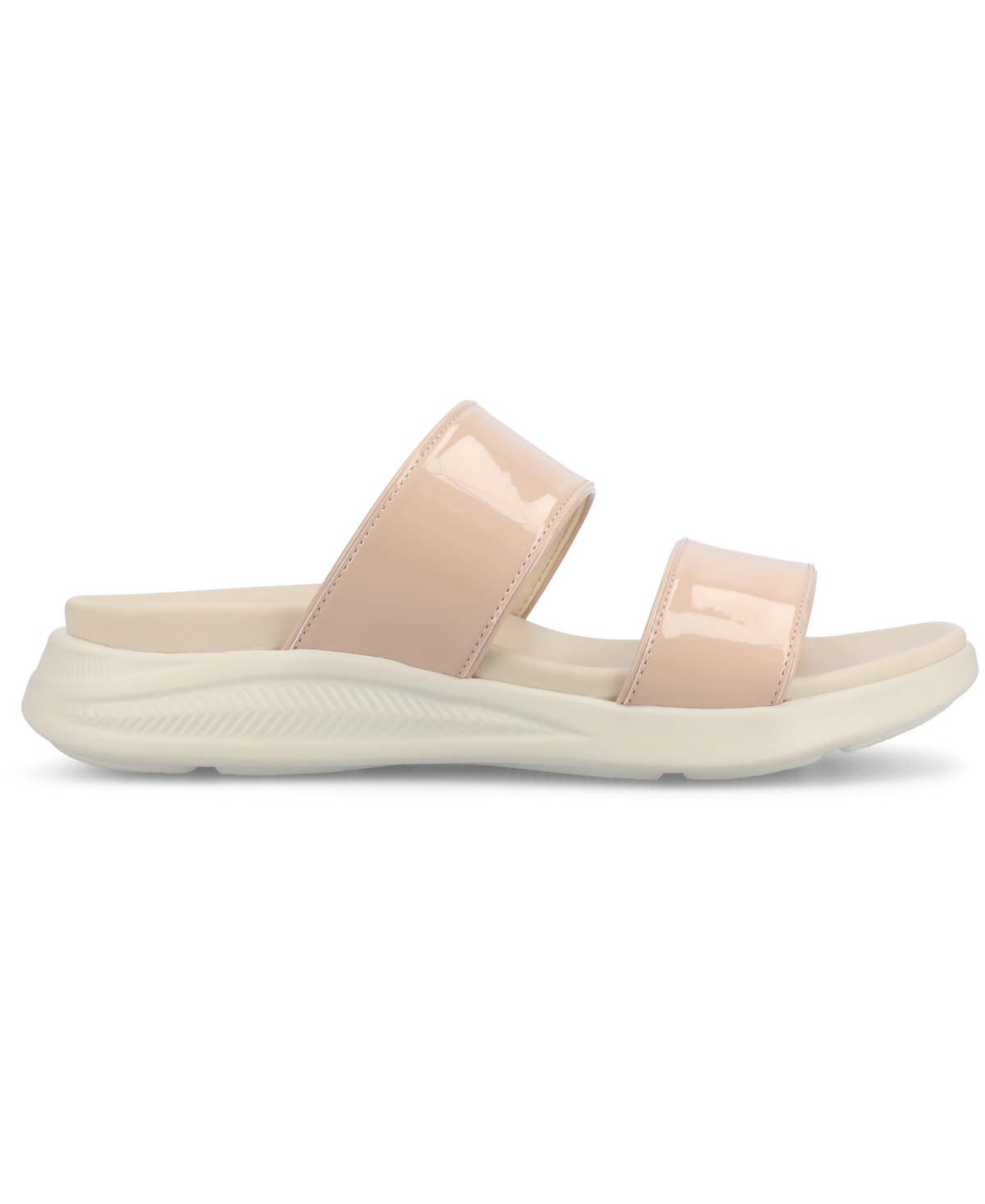 Journee Collection Women's Janis Double Band Comfort Wedge Sandals In Patent,nude