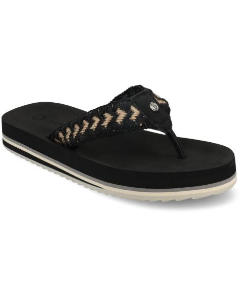 Женские сандалии Journee Collection Eloddie Platform Thong Flat, цвет: Чёрный