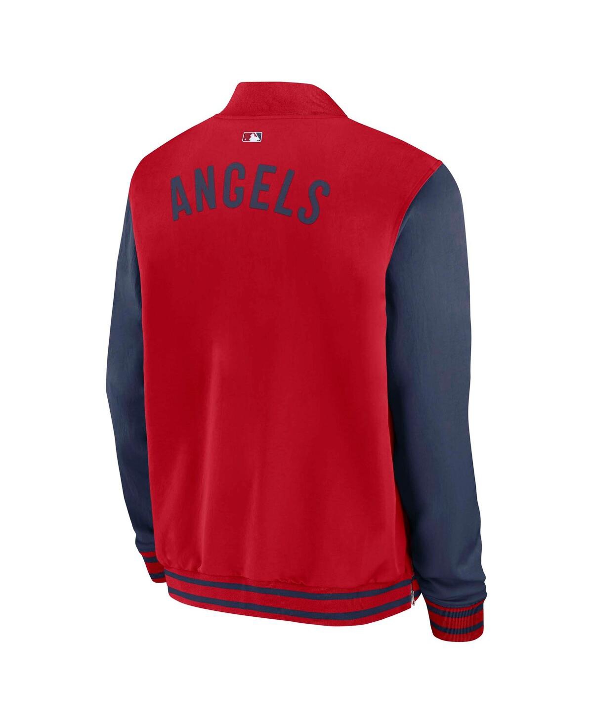 Nike Los Angeles Angels Authentic Collection Dugout  Men's Mlb Full-zip Bomber Jacket In Red