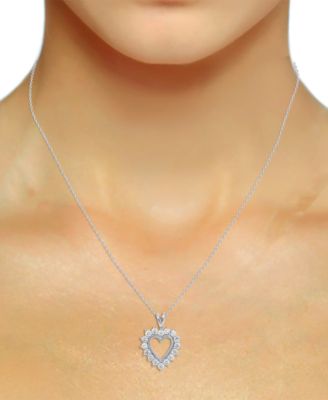 Lab-Grown Diamond Heart 18" Pendant Necklace (1 ct. t.w.) in Sterling Silver or 14k Gold-Plated Sterling Silver