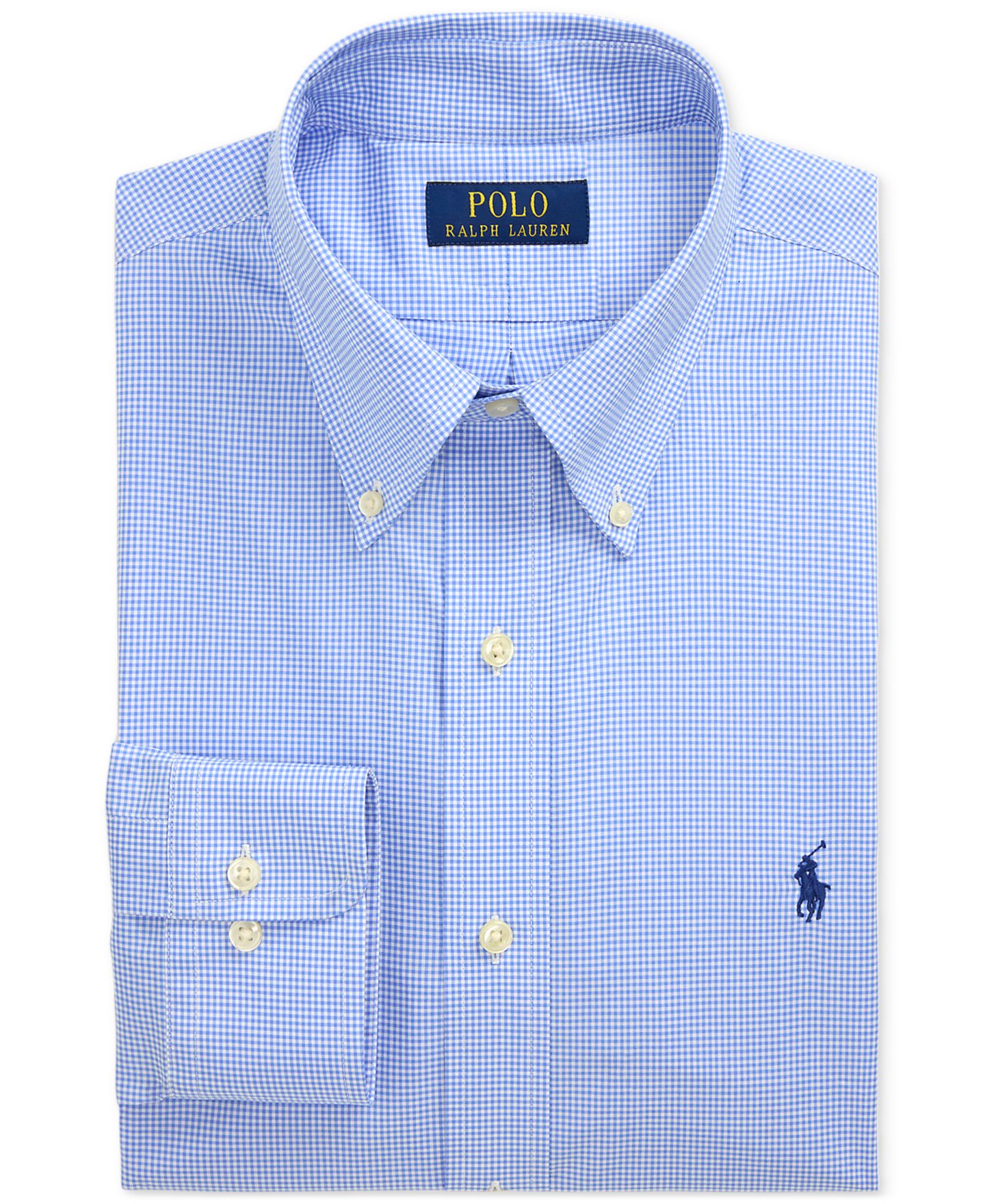 Мужская рубашка Polo Ralph Lauren Purepress Cotton Oxford, цвет: Синий / Белый — фото 5