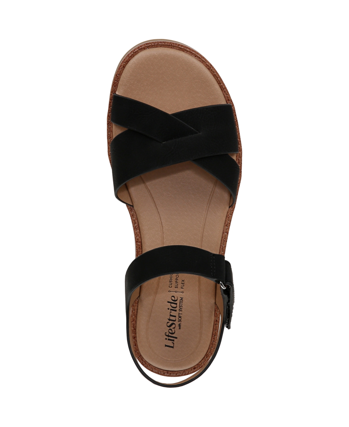 Shop Lifestride Women's Wren Strappy Platform Sandals In Black Faux Leather