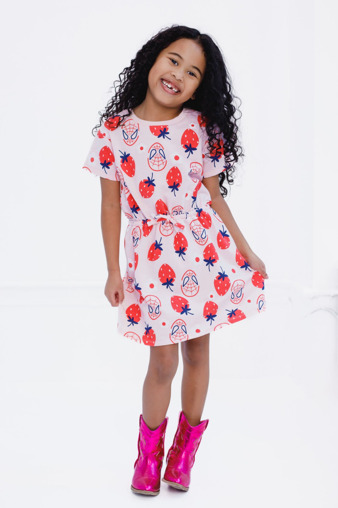 Детское платье Spider-Man Marvel Girls French Terry Skater Dress Toddler to, цвет: Розовый — фото 4