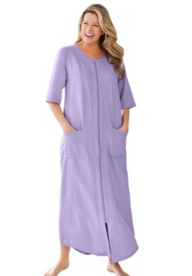 Petite Plus Long French Terry Zip-Front Robe