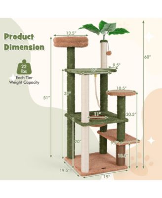 Multilevel Cat Tree with Scratching Posts, Rope, Plush Perch & Toy Bed Cozy & Fun Play Tower for Cats