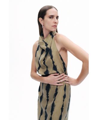 Women's Belt Detailed Printed Maxi Dress