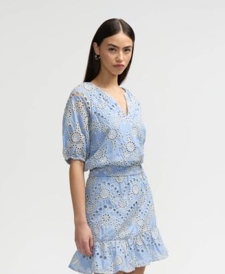 Women s Puff Sleeve Eyelet Top