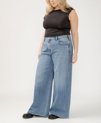 Plus Size Highly Desirable High Rise Ultra Wide Leg Jeans