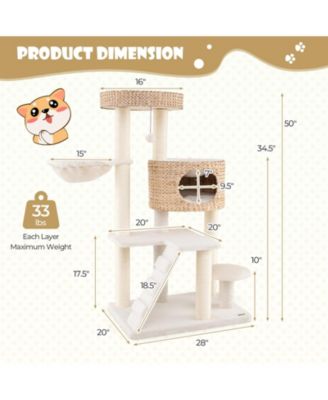 Modern Cat Tree with Cattail Fluff Condo and Top Perch for Indoor Cats