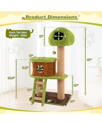 Cute Cat Tree for Indoor Cats with Mushroom-Shaped Nest Condo & Climbing Ladder Cozy & Fun Playhouse