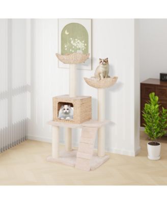 Cattail Cat Tower with Sisal Scratching Posts, Perch & Condo Cozy Multi-Level Playhouse for Cats