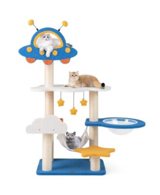 Cat Tree with UFO Top Perch, Space Capsule & Scratching Posts Fun & Cozy Playhouse for Cats