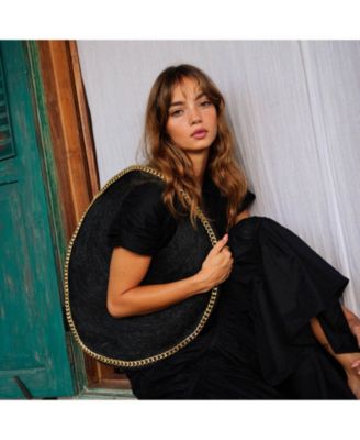 SOLO FIG Large Black Jute Bag With Gold Chain