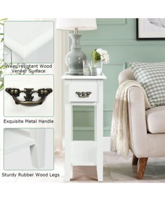 Set of 2 Nightstand 2 Tier End Bedside Sofa Side Table w/Drawer &Shelf