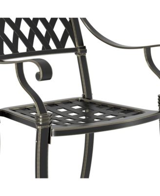7pcs Patio Furniture Set Cast Aluminium Outdoor Dining Set 6 Outdoor Dining Chairs and 71 Inches Rectangular Dining Table for Balcony Porch Backyard Garden
