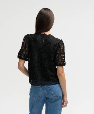 Women s Mock Neck Lace Top