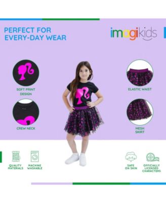 Girls Metallic Print T-Shirt and Tulle Mesh Skirt