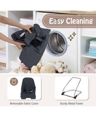 Kids Portable Bouncer Chair with Removable Cover and Interactive Toy Bar