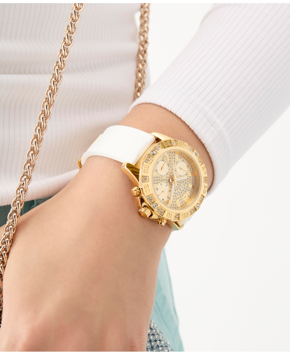 Guess Women's Multifunction White Silicone Watch, 40mm In White