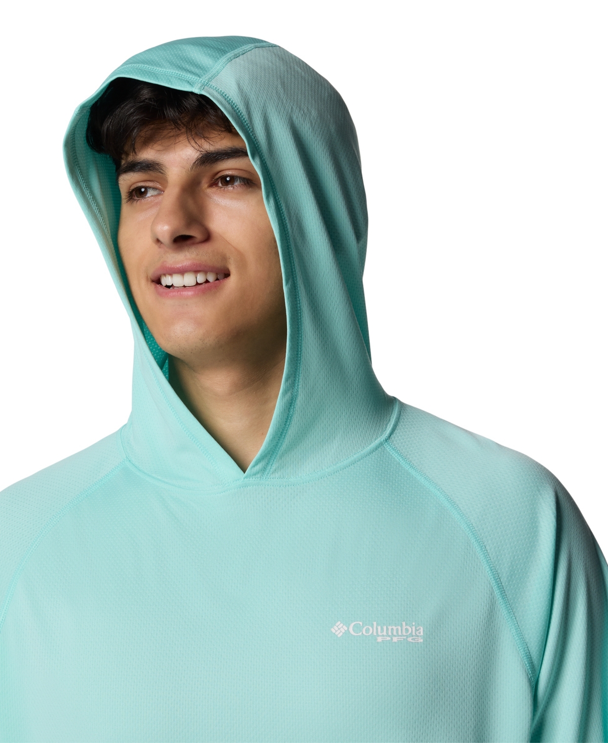 Shop Columbia Men's Pfg Solar Stream Moisture-wicking Upf 50 Hoodie In Gulf Strea