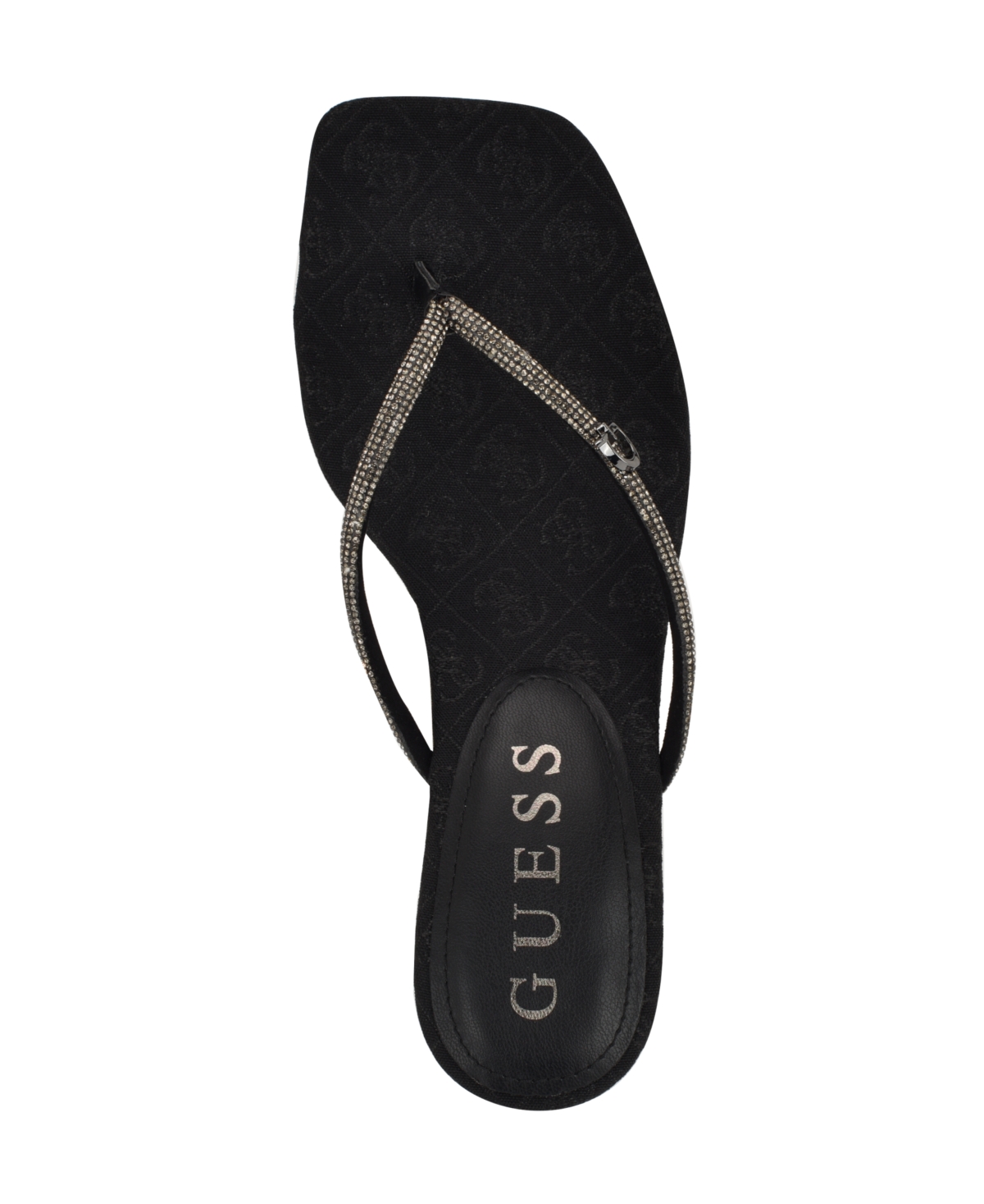 Shop Guess Women's Mayan Rhinestone Thong Kitten Heel Sandals In Black