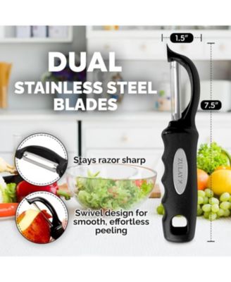 Swivel Vegetable Peeler with Razor Sharp Stainless Steel Blades and Blemish Remover