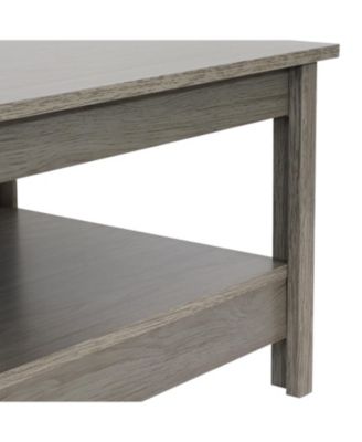 MDF Indoor Coffee Table with Lower Shelf - 16" H - Thunder Gray