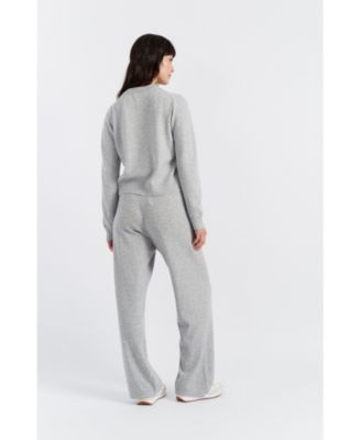 Women's Wool Cashmere Blend Crew Neck Cropped Cardigan