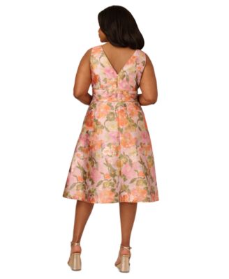Plus Size Floral Jacquard Midi Dress