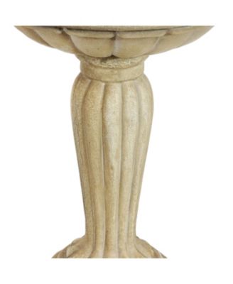 Outdoor Glass Fiber Reinforced Concrete Patio Grecian Column Style Bird Bath - 20.25"