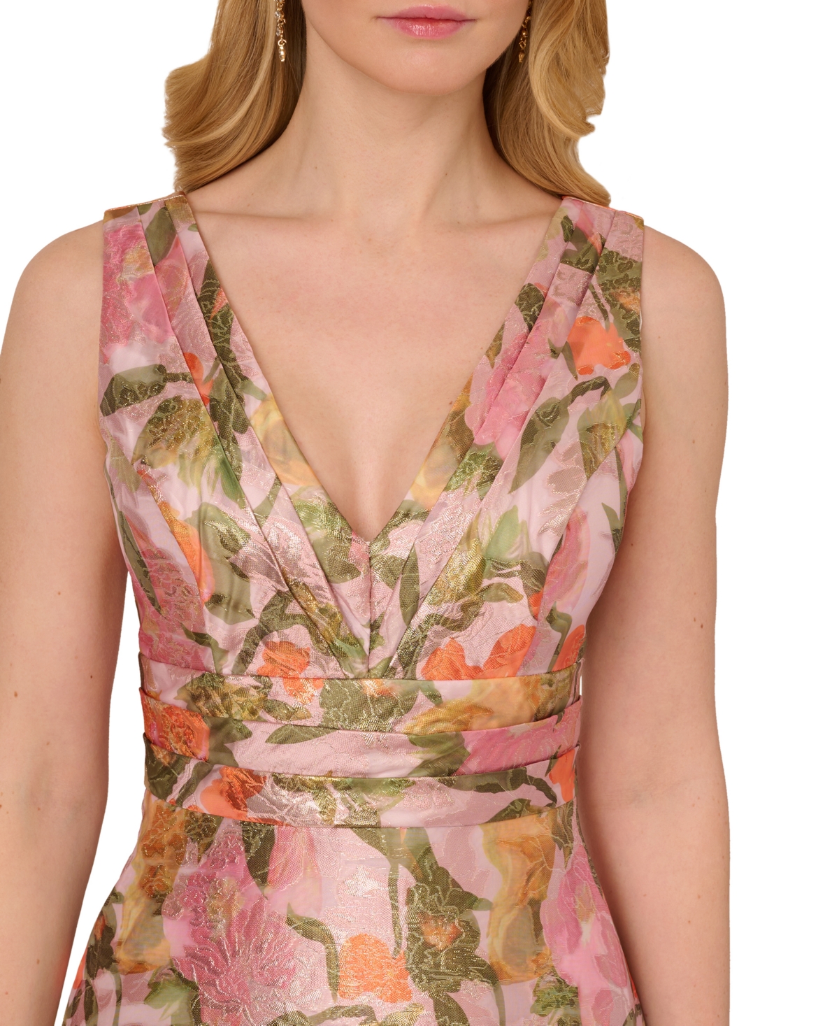 ADRIANNA PAPELL WOMEN'S FLORAL JACQUARD MIDI DRESS 