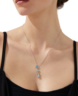 Silver-Tone Mixed Stone Lariat Necklace, 16" + 2" extender, Exclusively at Macy's
