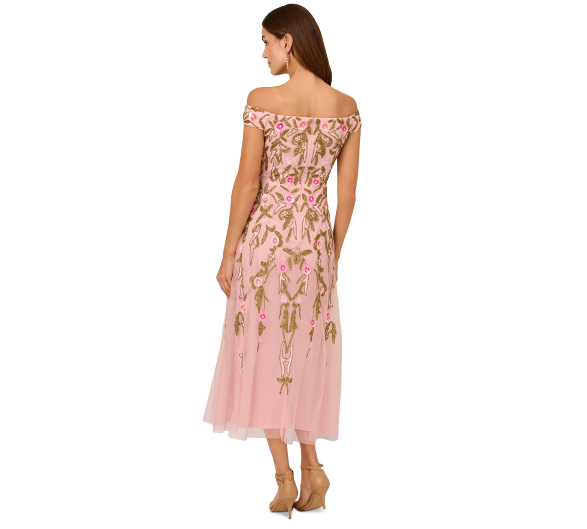 ADRIANNA PAPELL WOMEN'S BEADED FIT & FLARE DRESS 