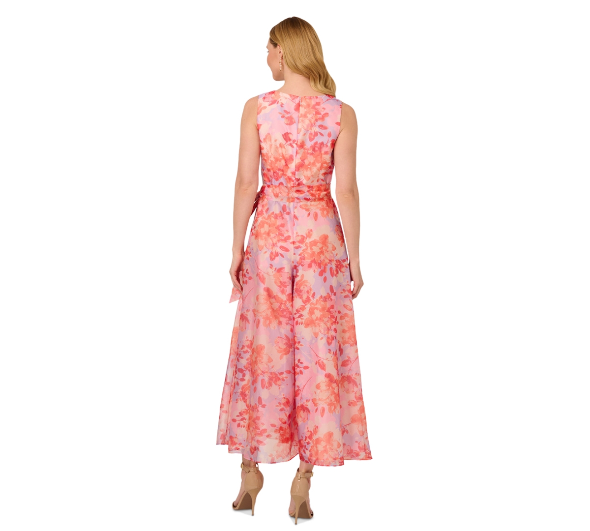 ADRIANNA PAPELL WOMEN'S FLORAL ORGANZA JUMPSUIT 