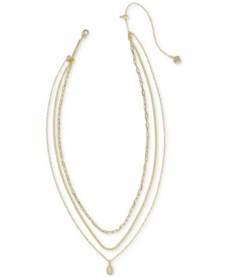 14k Gold-Plated Kyocera Opal Layered Pendant Necklace, 14" + 4" extender 