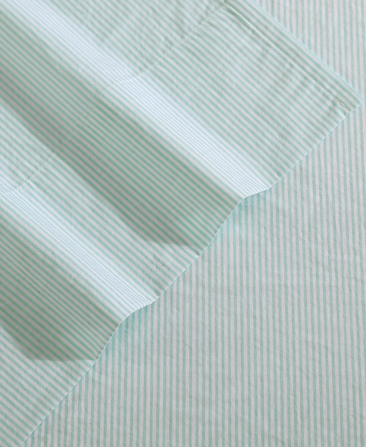 Nautica Cotton Percale 4-piece Sheet Set, Full In Penny Pinstripe Light Green