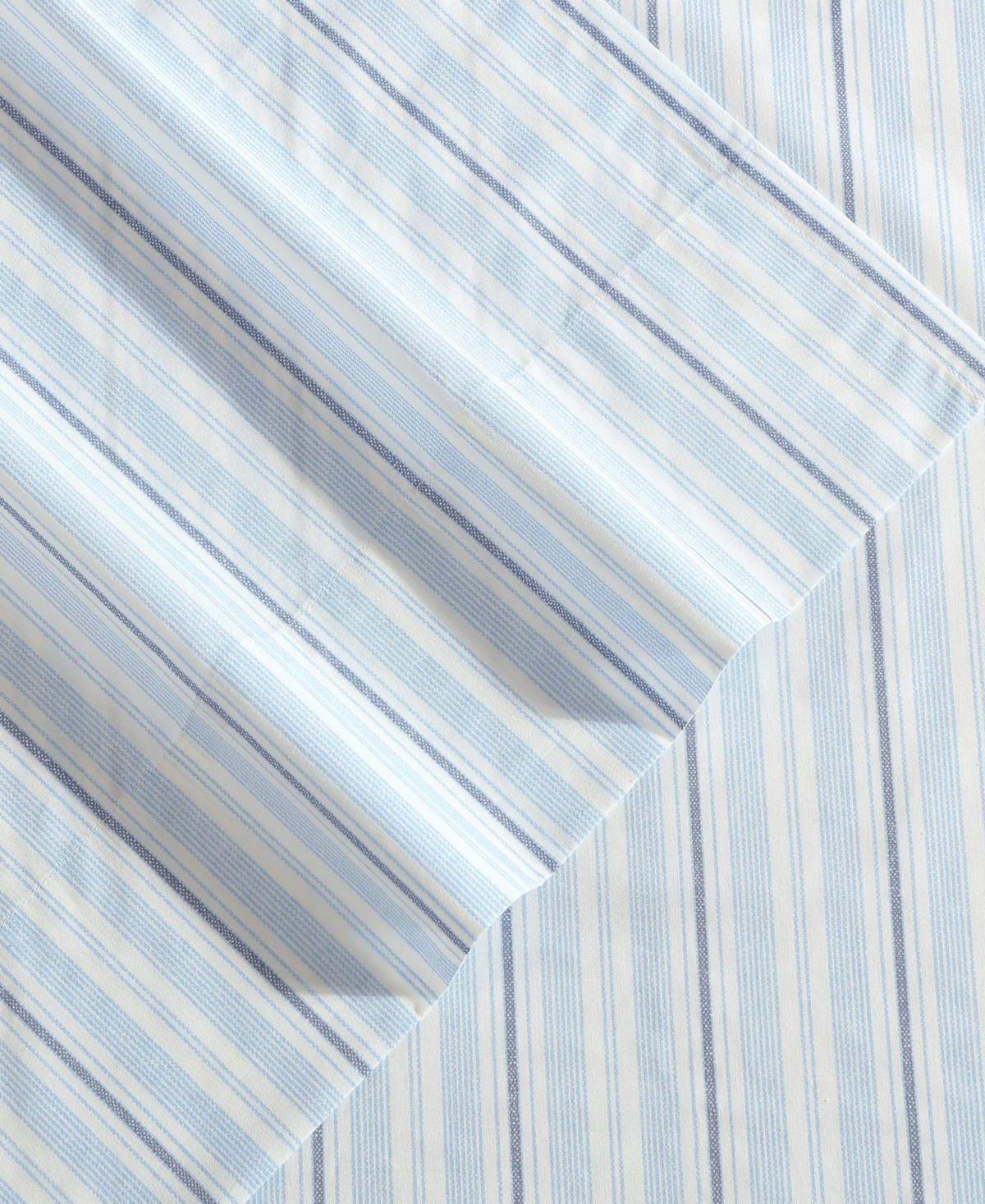 Nautica Cotton Percale 4-piece Sheet Set, King In Camp Stripe Blue