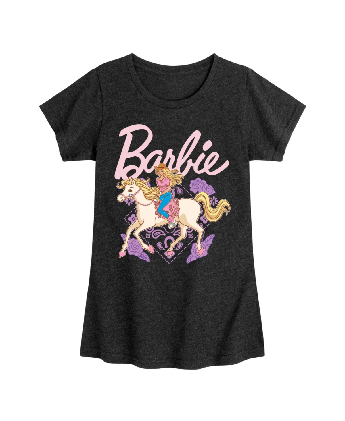 BARBIE BIG GIRLS COWGIRL HORSE GRAPHIC SHORT SLEEVE T-SHIRT 