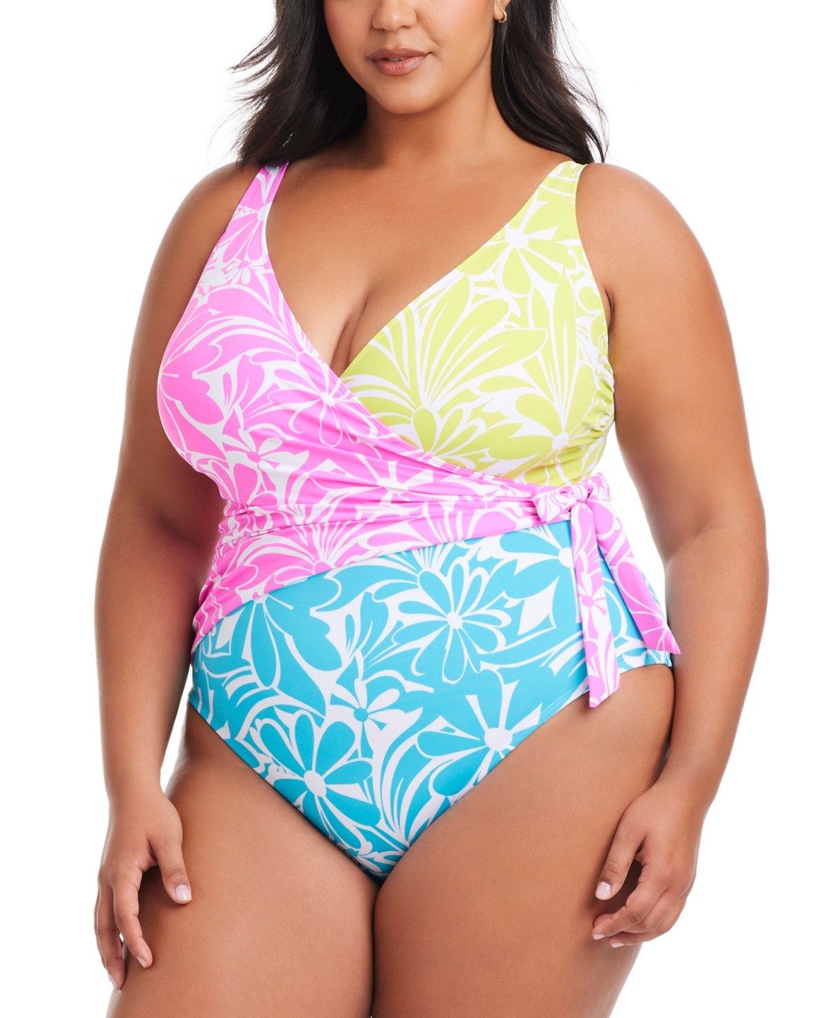 Shop Bleu By Rod Beattie Plus Size Sock It To Me Tie-side Swimsuit In Multi