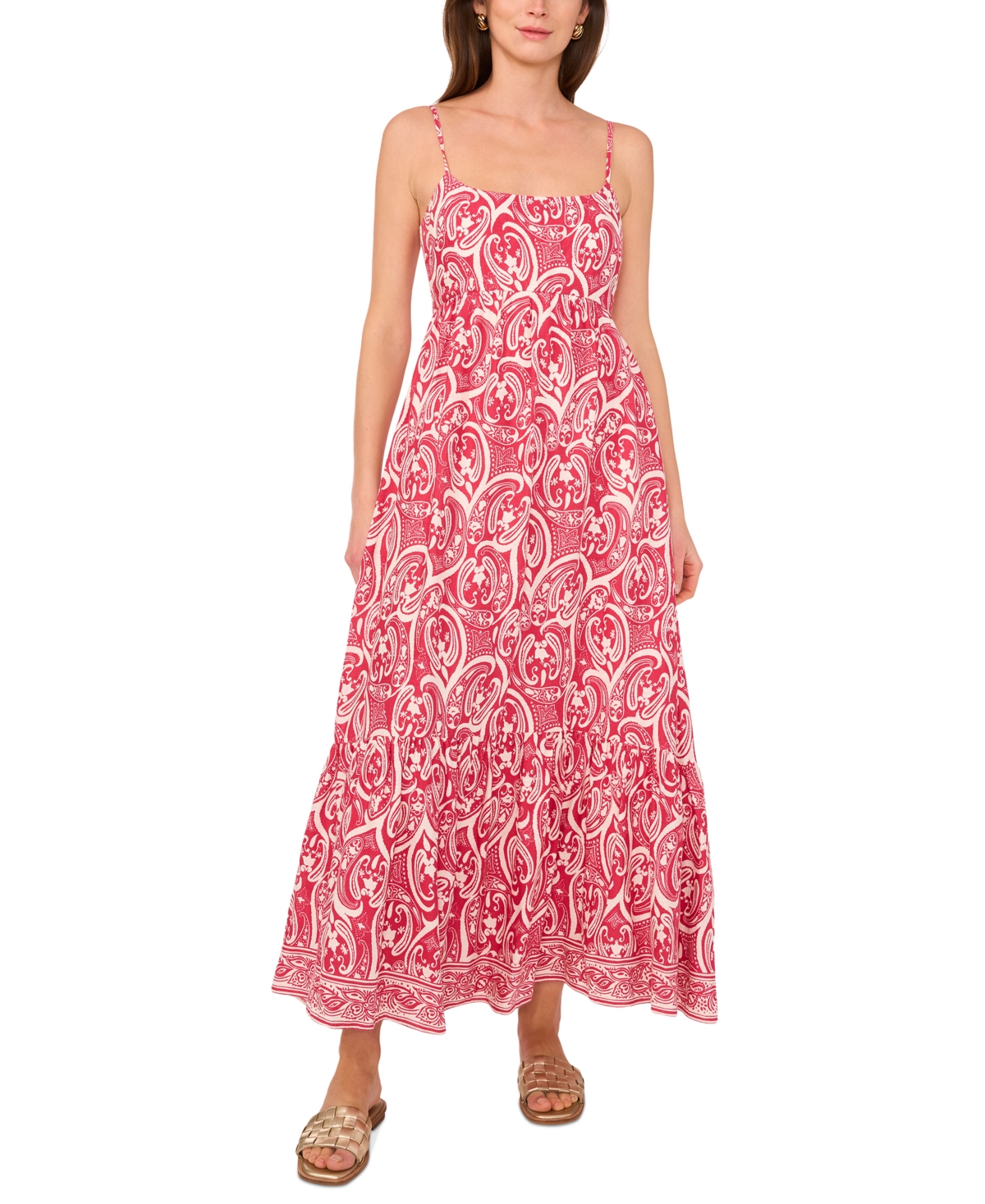 1.state Sleeveless Sweep Maxi Dress In Magenta