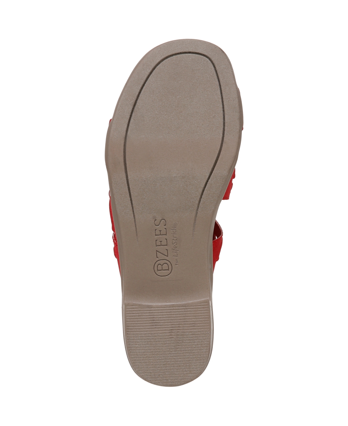 Bzees Poppy Slide Sandal In Fire Red Shimmer Fabric