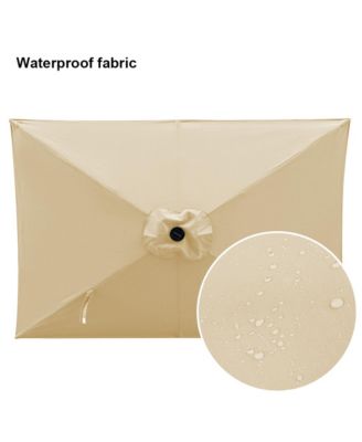 10 ft. x 6.5 ft. Rectangular Lighted Market Umbrella with Waterproof and UV Resistant in Red