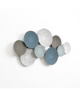 Multi-Color Distressed Plates 43.3-Inch Wide Abstract Metal Wall Decor