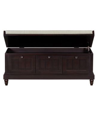 Classic Storage Bench with Cushioned Seat and Three Drawers for Entryway and Living Room (Espresso)