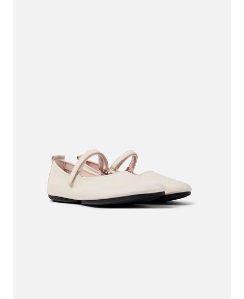 Женские балетки Camper Right Nina Leather Flats, цвет: Натуральный белый