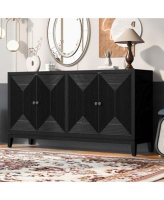 Streamdale Sleek Storage Cabinet Sideboard Buffet with Vertical Line Design,Suitable for Study,Entrance and Living Room