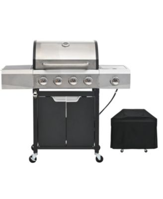 Streamdale Propane Grill 4 Burner Barbecue Grill Stainless Steel Gas Grill with Side Burner and Cover for Outdoor BBQ, Camping