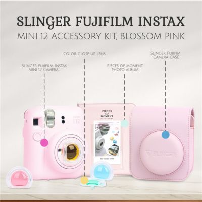Instax Mini 12 Instant Film Camera, Clay White Bundle with Instax Mini Custom Case, Accessory Kit and Daylight Film
