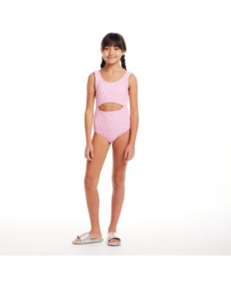 Toddler/Child Girls Cutout One Piece Smiley Print Swimsuit